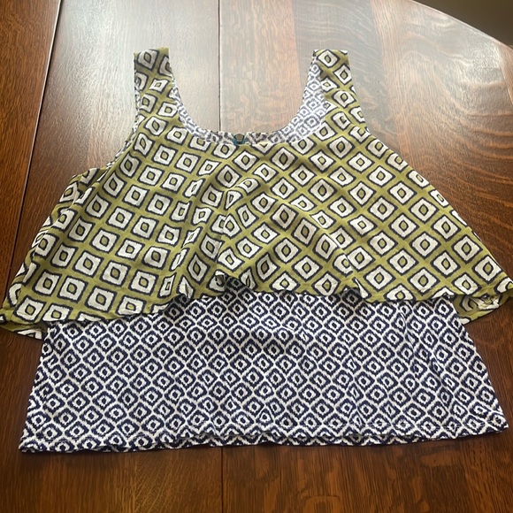 Anthropologie "Throughway" green tiered Ruffle layer tank. Sz Medium. - Picture 3 of 8